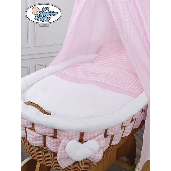 Babywieg op Wielen / Rieten Kribbe met Hemeltje Isabella