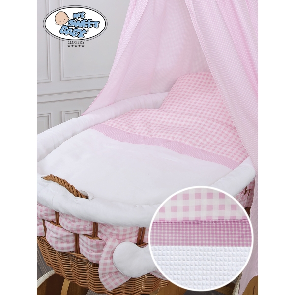 Babywieg op Wielen / Rieten Kribbe met Hemeltje Isabella