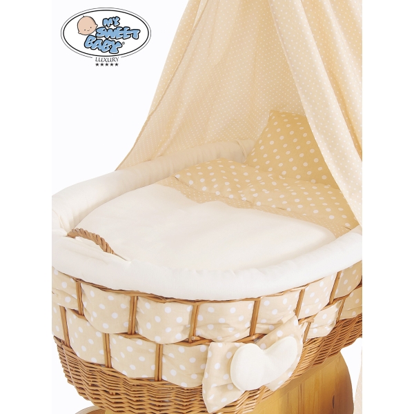 Babywieg op Wielen / Rieten Kribbe met Hemeltje Isabella