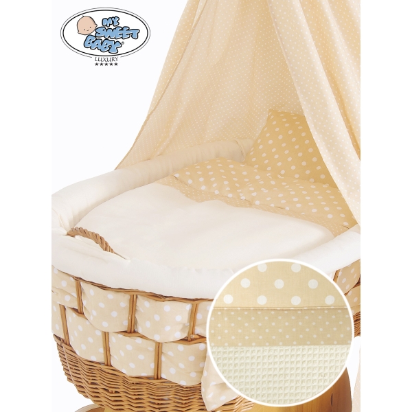 Babywieg op Wielen / Rieten Kribbe met Hemeltje Isabella