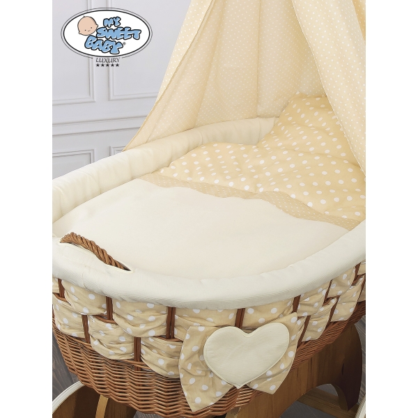 Babywieg op Wielen / Rieten Kribbe met Hemeltje Isabella