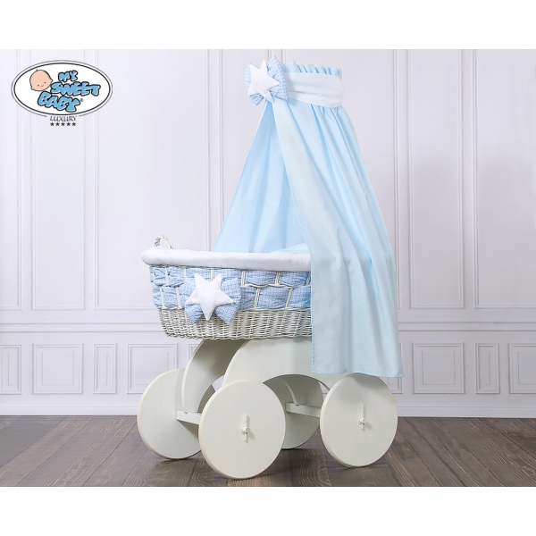 Babywieg op Wielen / Rieten Kribbe met Hemeltje Isabella