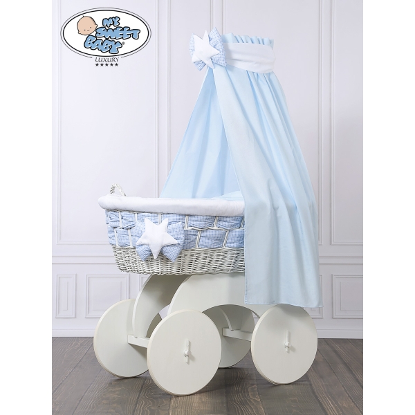 Babywieg op Wielen / Rieten Kribbe met Hemeltje Isabella