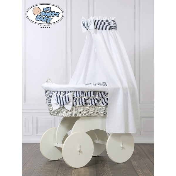 Babywieg op Wielen / Rieten Kribbe met Hemeltje Jachthaven