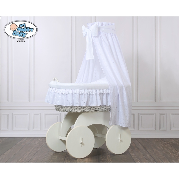 Babywieg op Wielen / Rieten Wieg met Hemeltje Charlotte