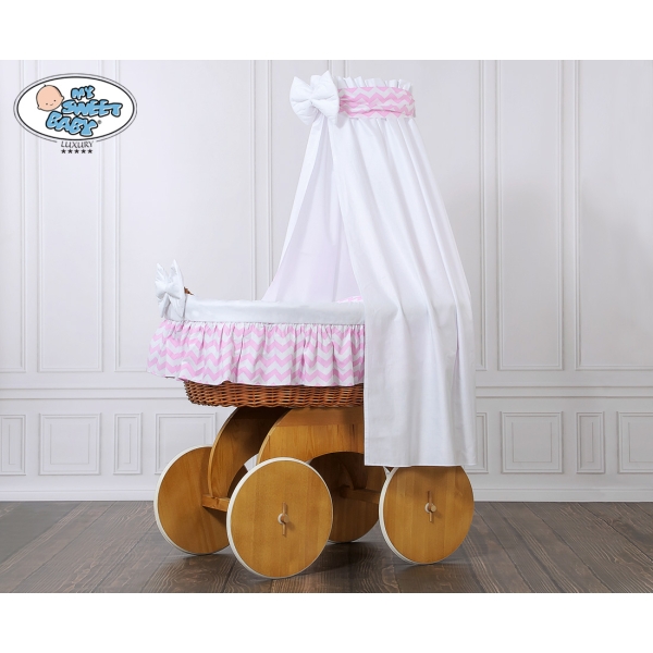 Babywieg op Wielen / Rieten Wieg met Hemeltje Hanna