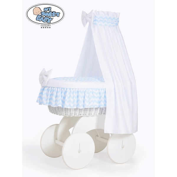 Babywieg op Wielen / Rieten Wieg met Hemeltje Hanna