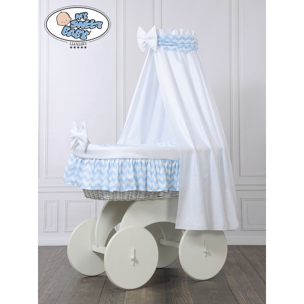 Babywieg op Wielen / Rieten Wieg met Hemeltje Hanna
