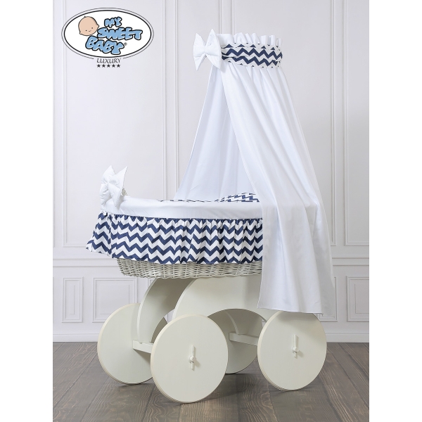 Babywieg op Wielen / Rieten Wieg met Hemeltje Hanna