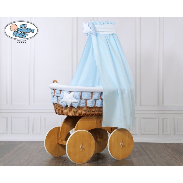 Babywieg op Wielen / Rieten Wieg met Hemeltje Isabella