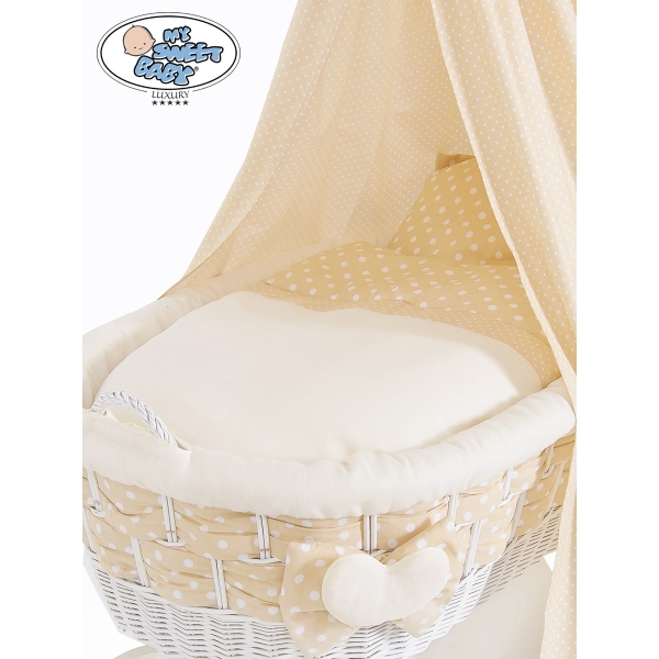 Babywieg op Wielen / Rieten Wieg met Hemeltje Isabella