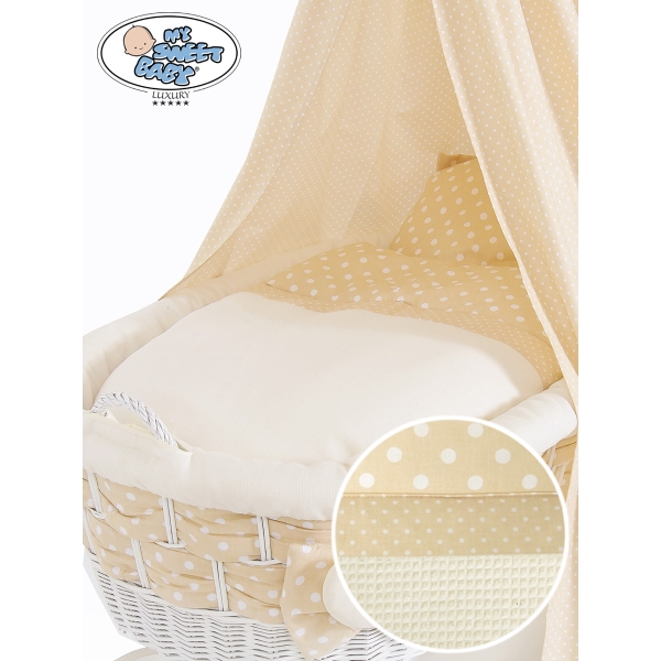 Babywieg op Wielen / Rieten Wieg met Hemeltje Isabella