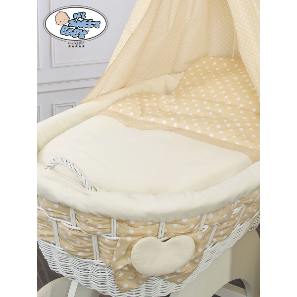 Babywieg op Wielen / Rieten Wieg met Hemeltje Isabella