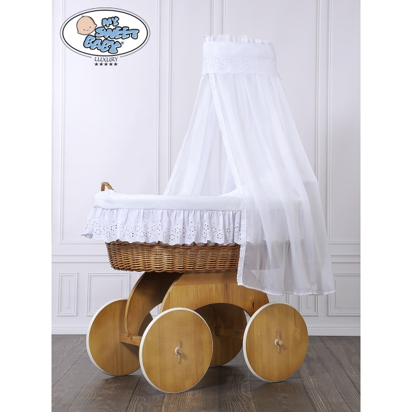Babywieg op Wielen / Rieten Wieg met Hemeltje Sophia