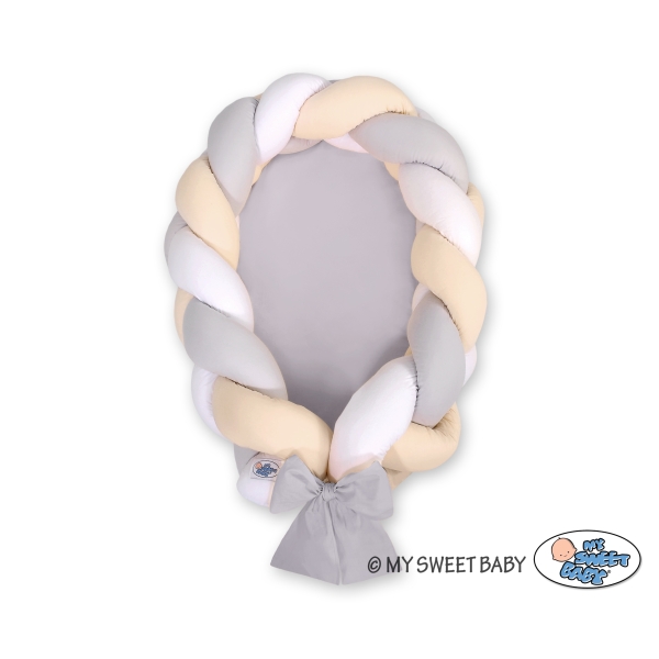 Bedbumper & Babynest Gevlochten 2 in 1 Grijs Beige