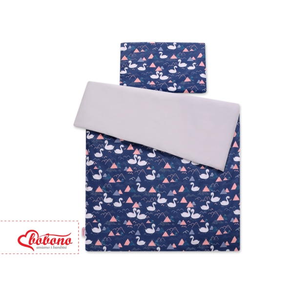 Beddengoed 2 dele 140x200 Junior Donkerblauw Zwanen