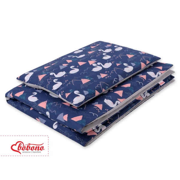 Beddengoed 2 dele 140x200 Junior Donkerblauw Zwanen