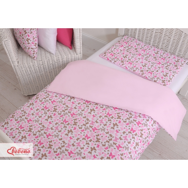 Beddengoed 2 dele 140x200 Junior Roze Vlinders