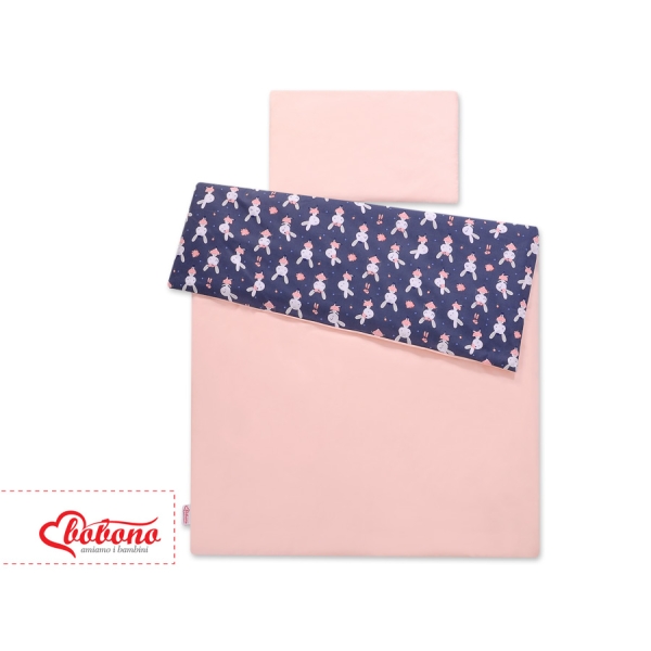 Beddengoed 2 delen 100x135 Mini Donkerblauw Konijnen