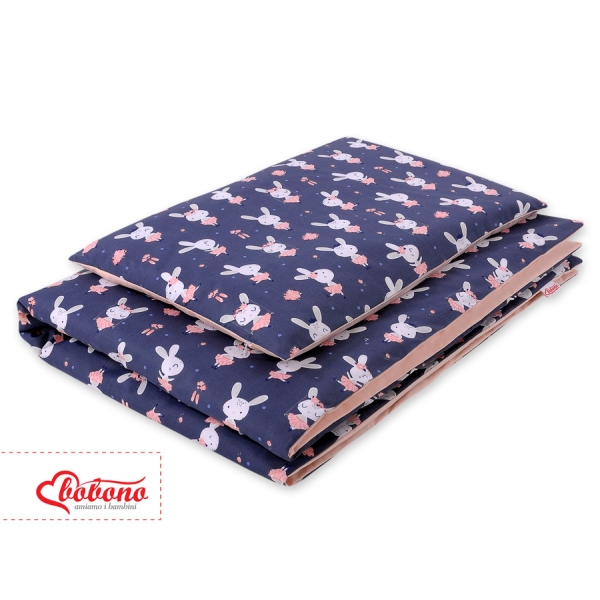 Beddengoed 2 delen 100x135 Mini Donkerblauw Konijnen