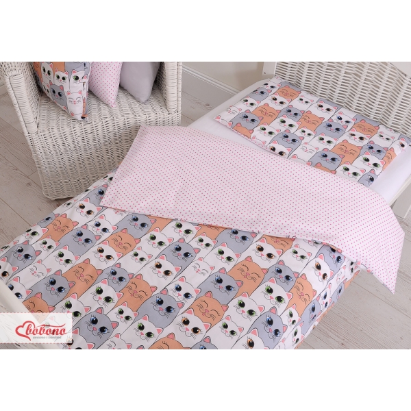 Beddengoed 2 delen 100x135 Mini Roze Grijs Katten