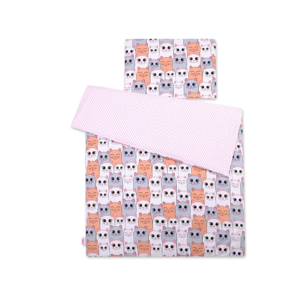 Beddengoed 2 delen 100x135 Mini Roze Grijs Katten