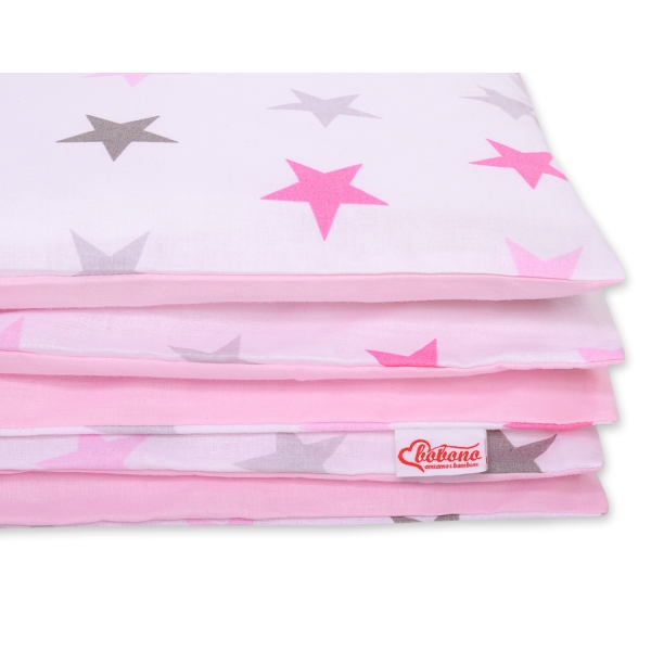 Beddengoed 2 delen 100x135 Mini Roze Grijs Sterren