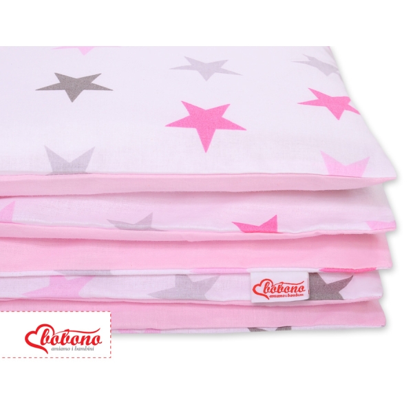 Beddengoed 2 delen 100x135 Mini Roze Grijs Sterren