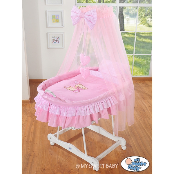 Beddengoed - Hemeltje voor Babymand / Rieten Babybed Roze