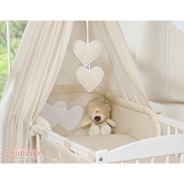 Beddengoed voor Babybed 11 st met Hemel Hemeltje - Harten Beige Polkaprikker
