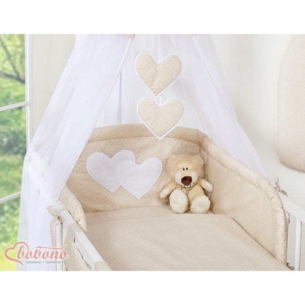 Beddengoed voor Babybed 11 st met Hemel Hemeltje - Harten Beige Polkaprikker