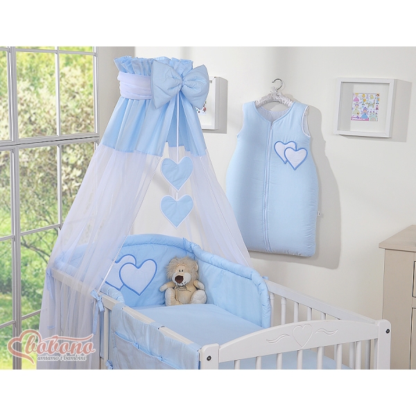 Beddengoed voor Babybed 11 st met Hemel Hemeltje - Harten Blauw