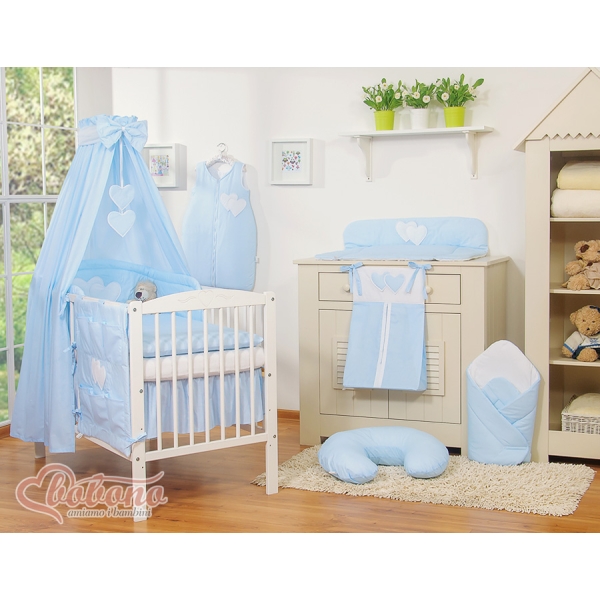 Beddengoed voor Babybed 11 st met Hemel Hemeltje - Harten Blauw Snijder
