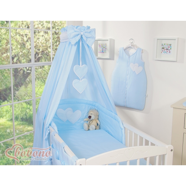 Beddengoed voor Babybed 11 st met Hemel Hemeltje - Harten Blauw Snijder
