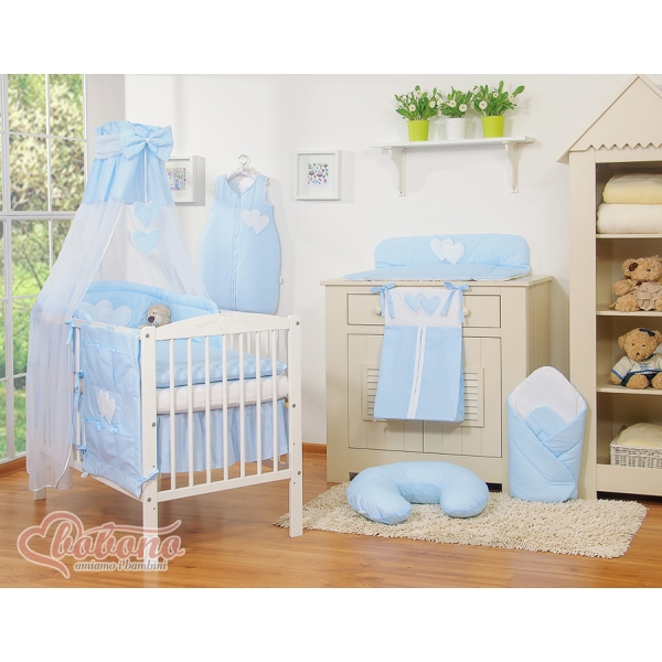 Beddengoed voor Babybed 11 st met Hemel Hemeltje - Harten Blauw Snijder