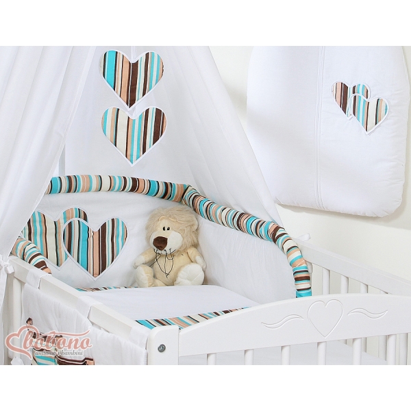 Beddengoed voor Babybed 11 st met Hemel Hemeltje - Harten Bruin Snijder
