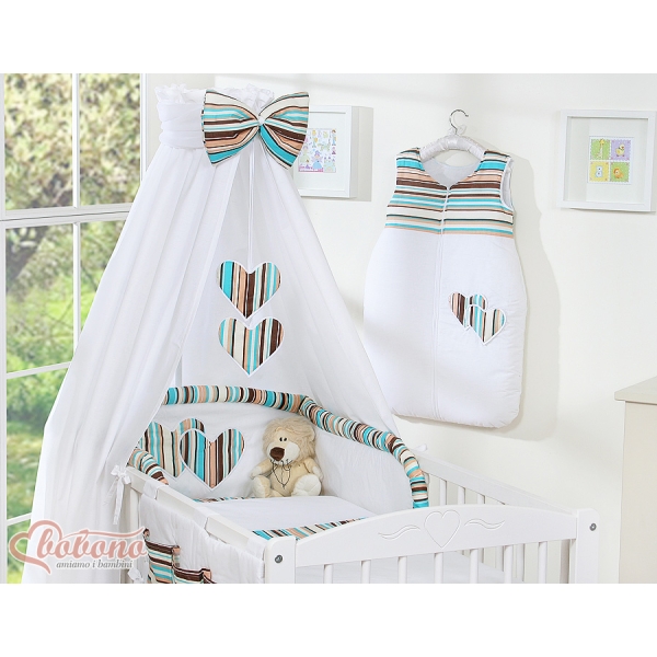 Beddengoed voor Babybed 11 st met Hemel Hemeltje - Harten Bruin Snijder
