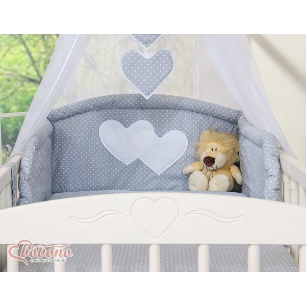 Beddengoed voor Babybed 11 st met Hemel Hemeltje - Harten Grijs Polkaprikker
