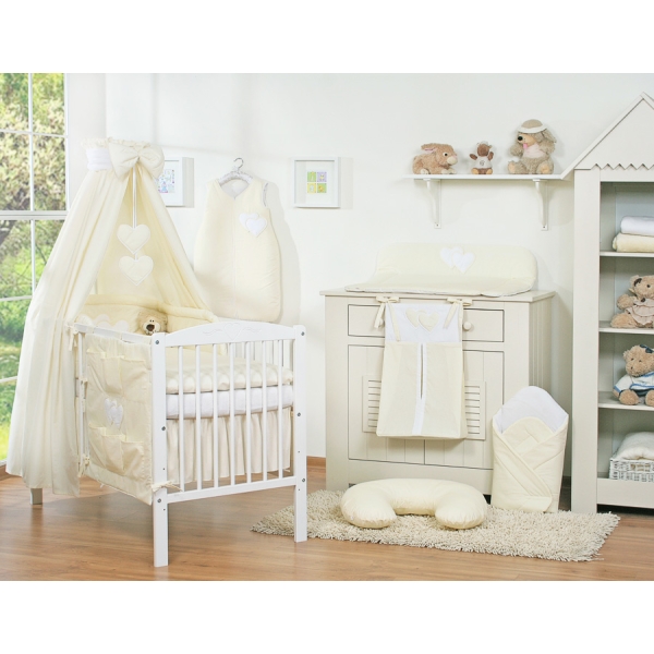 Beddengoed voor Babybed 11 st met Hemel Hemeltje - Harten Ivoor