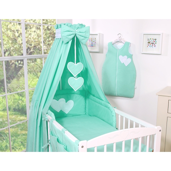 Beddengoed voor Babybed 11 st met Hemel Hemeltje - Harten Mint