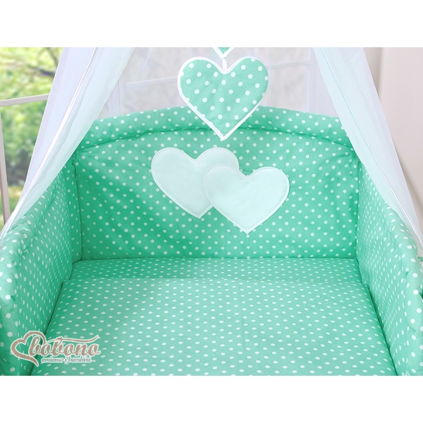 Beddengoed voor Babybed 11 st met Hemel Hemeltje - Harten Mint Polkaprikker