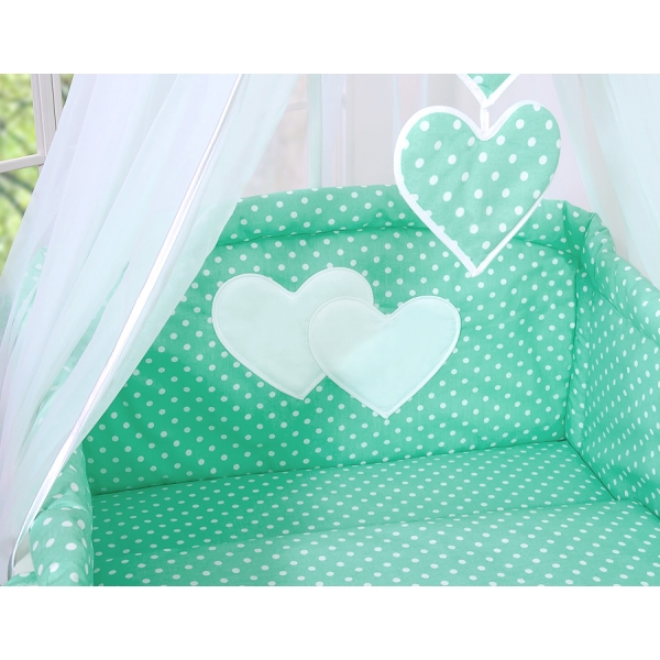 Beddengoed voor Babybed 11 st met Hemel Hemeltje - Harten Mint Polkaprikker
