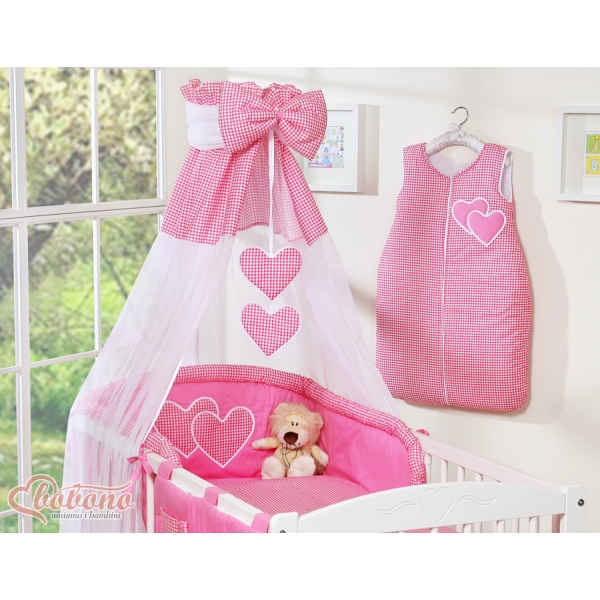 Beddengoed voor Babybed 11 st met Hemel Hemeltje - Harten Roze Geruit Voor Meisjes