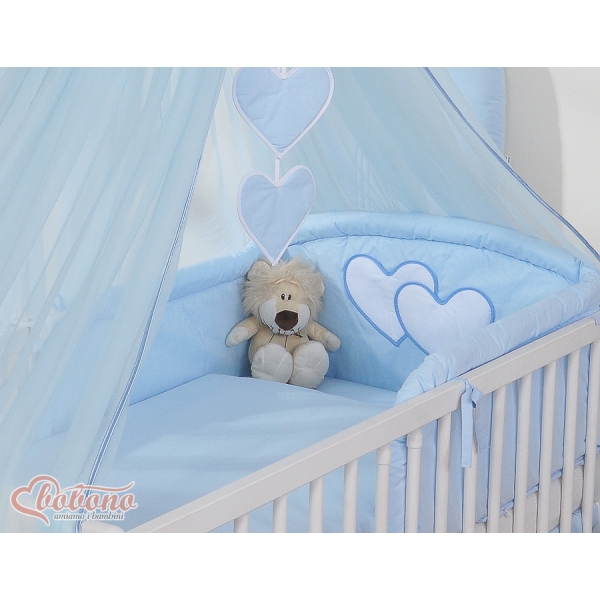 Beddengoed voor Babybed 11 st met Hemel Klamboe - Harten Blauw