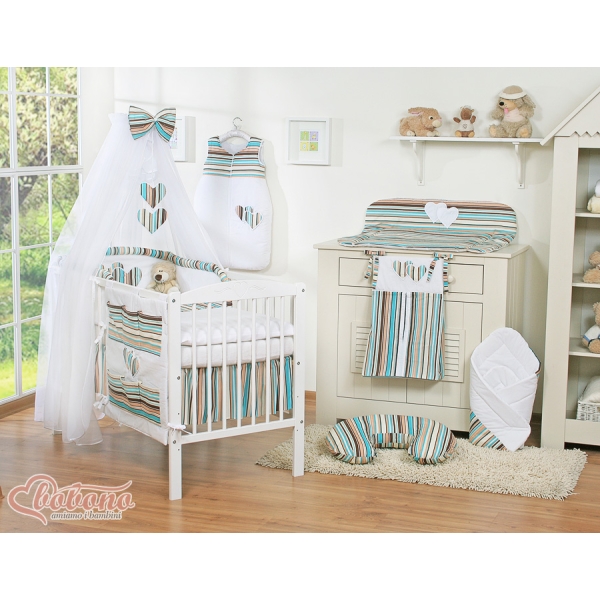 Beddengoed voor Babybed 11 st met Hemel Klamboe - Harten Bruin Snijder