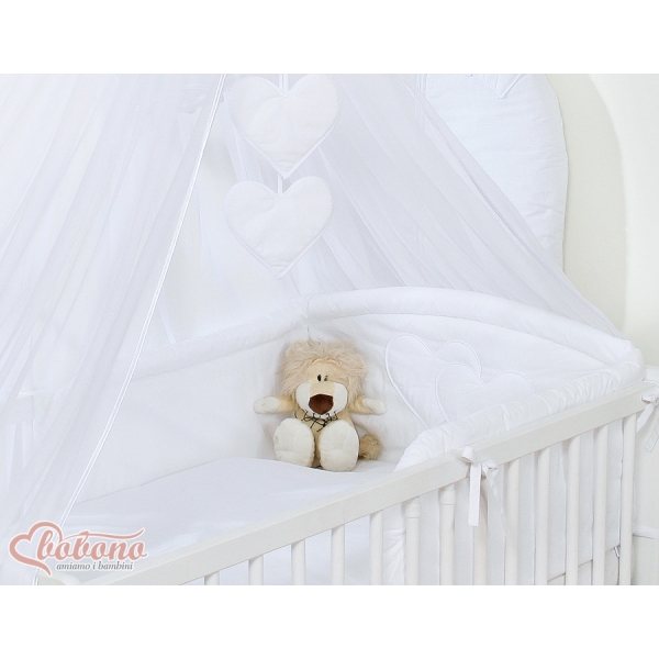Beddengoed voor Babybed 11 st met Hemel Klamboe - Harten Wit