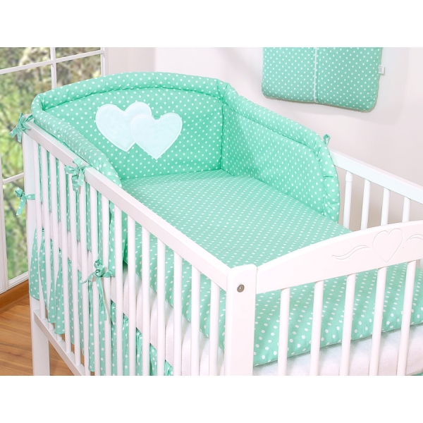 Beddengoed voor Babybed 2 st - Harten Mint