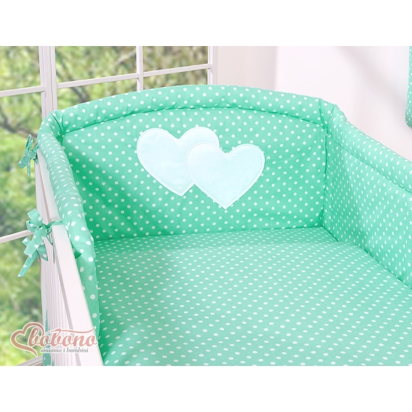 Beddengoed voor Babybed 2 st - Harten Mint