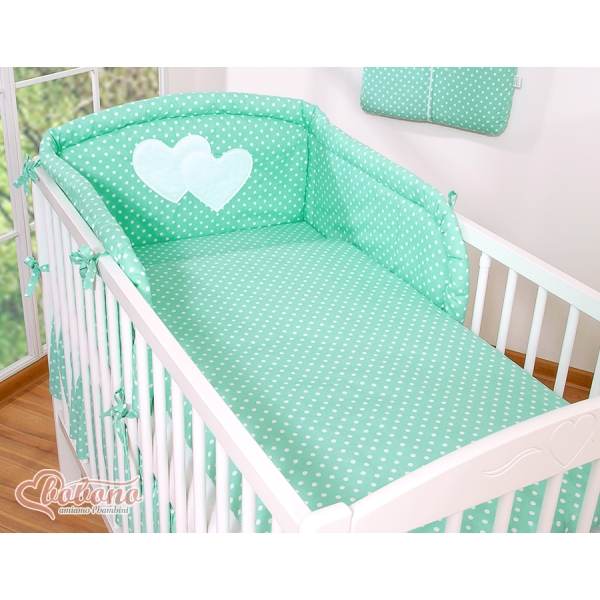 Beddengoed voor Babybed 2 st - Harten Mint