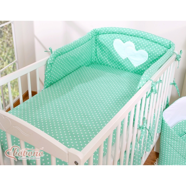 Beddengoed voor Babybed 2 st - Harten Mint